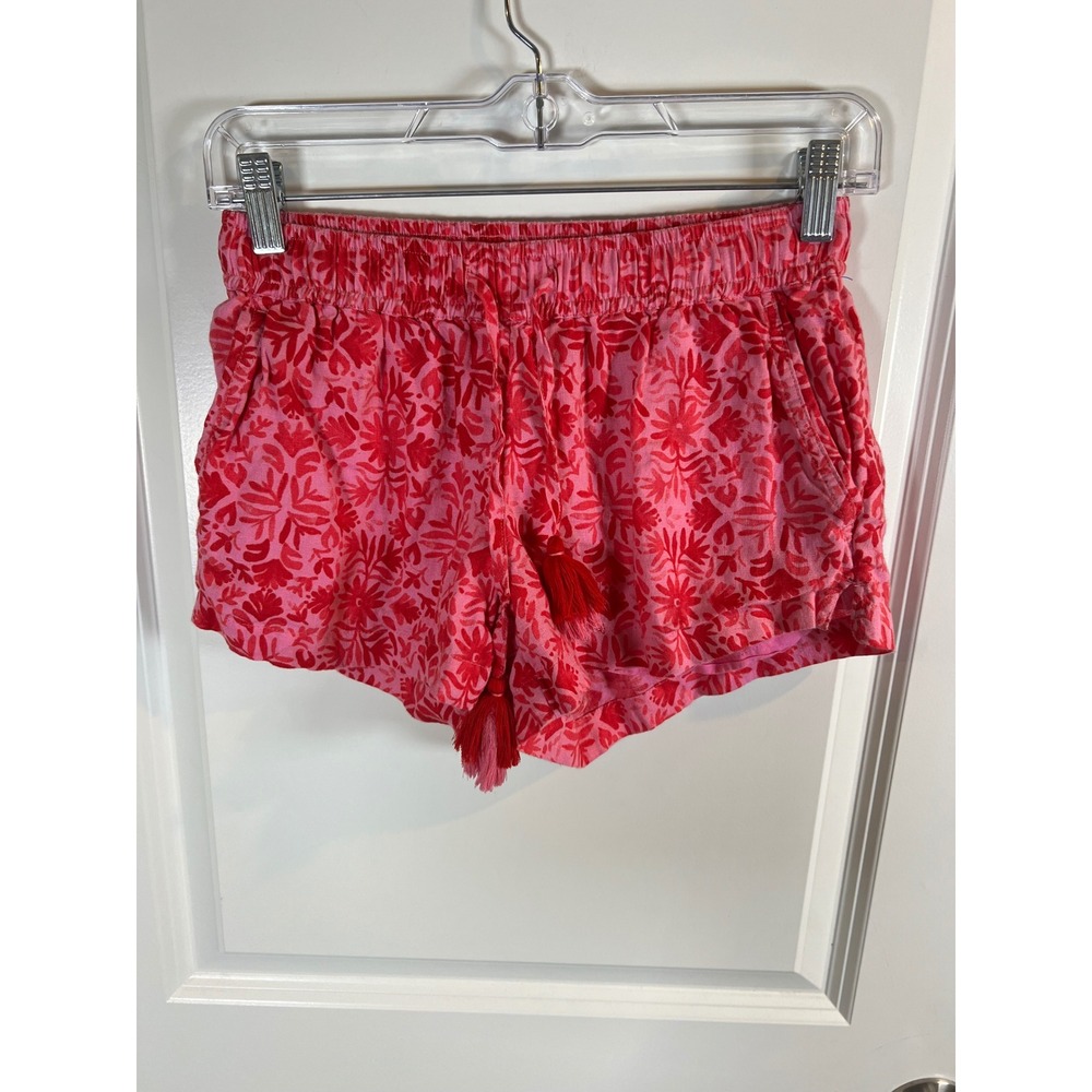 Vineyard Vines Womens Shorts Floral Tassel Drawstring Pink Red XXS